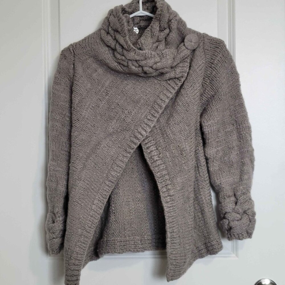 HANDMADE thick wool cowlneck sweater, womens